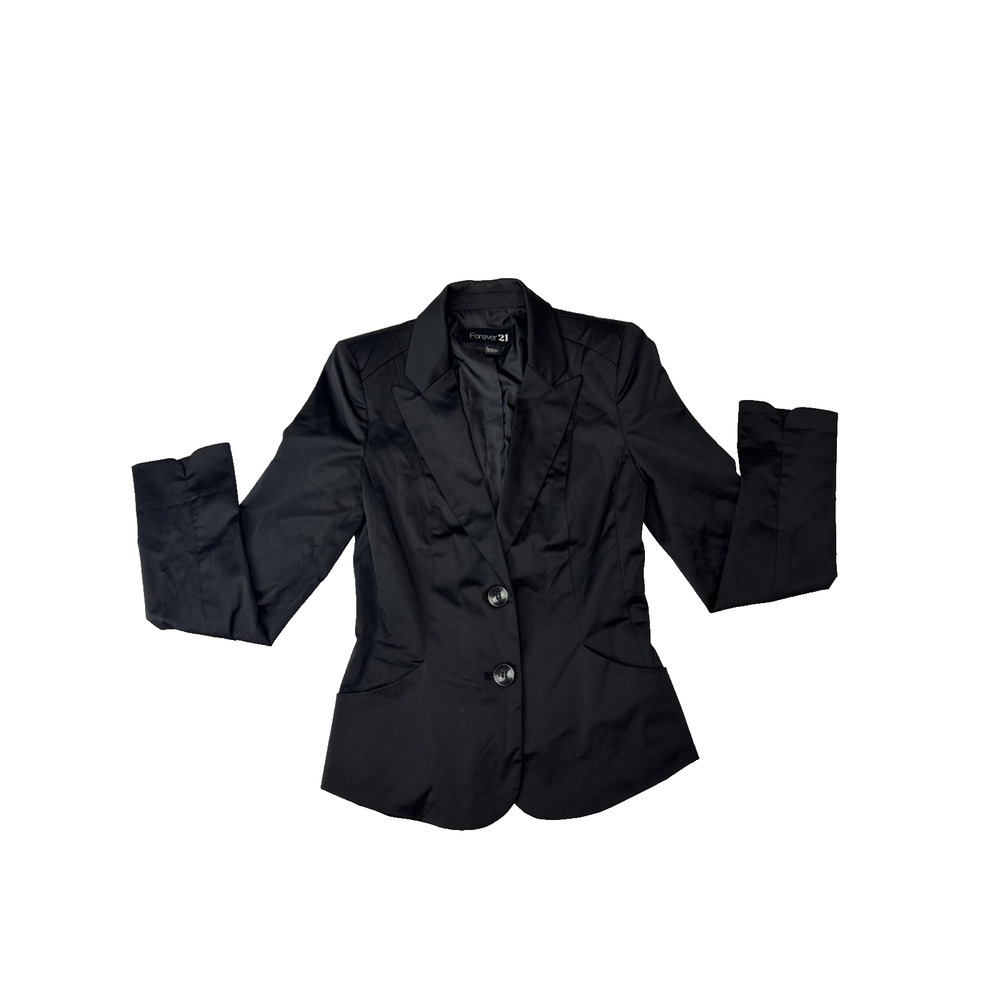 Y2K 2006 era Forever 21 Dark Academia Tailored Blazer Black Women Preppy Size 4